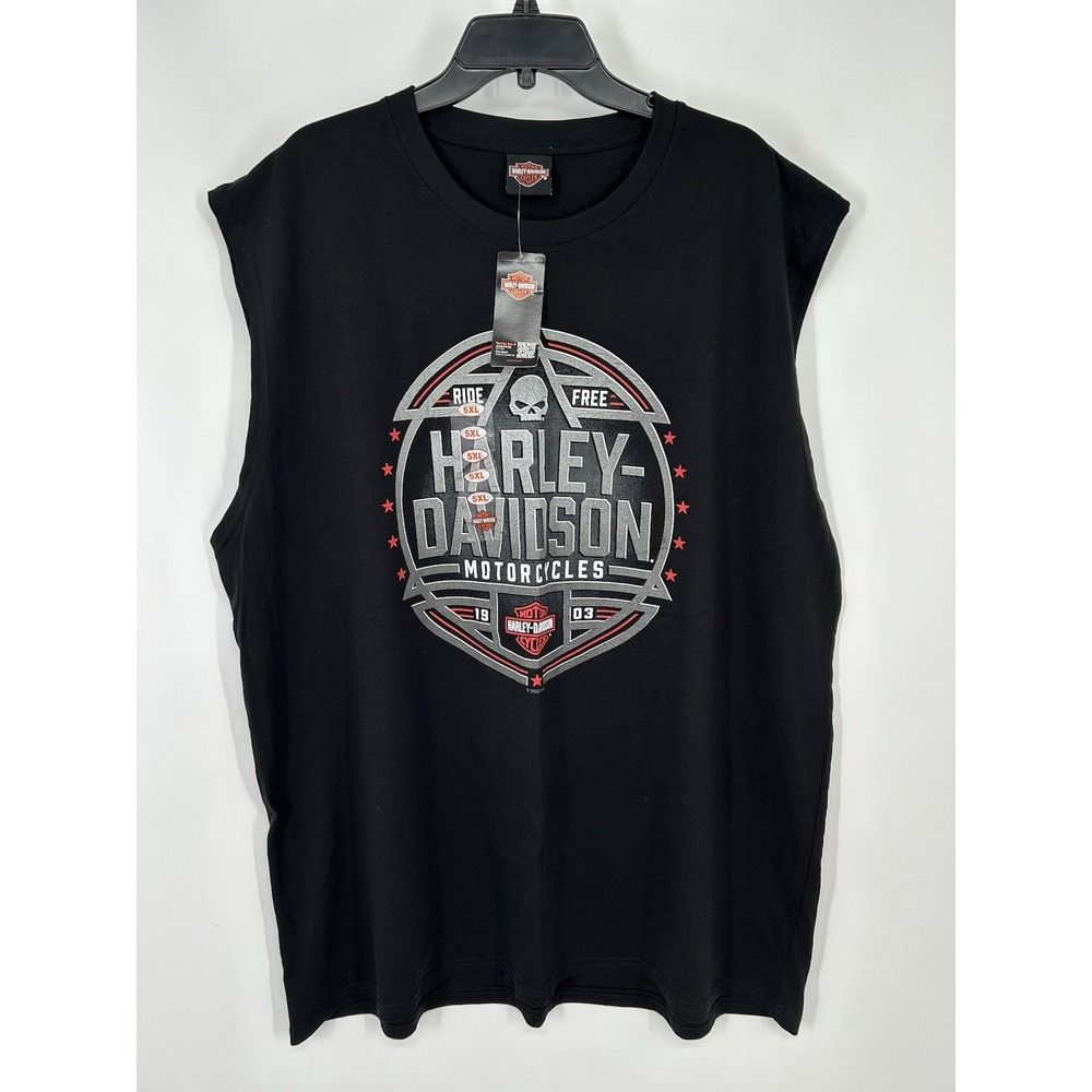 Harley Davidson Rahway Skull Skulls Graphic Double Sided Sleeveless Tank Top 5XL